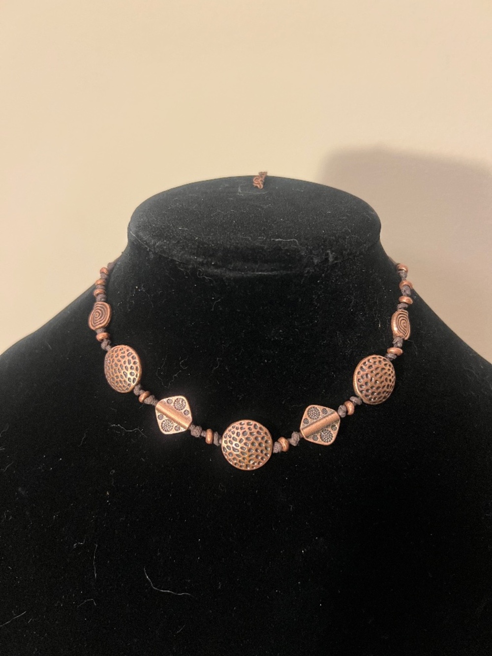 Bohemian Textured Bronze Textured Choker Necklace